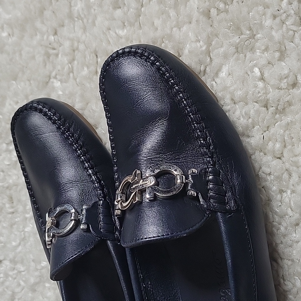 Salvatore ferragamo Ganachi navy leather driving loafers/shoes size 7 - Picture 7 of 16